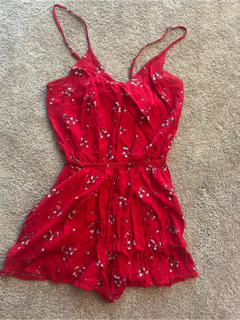 H&M Red Floral Tie-Shoulder Romper
